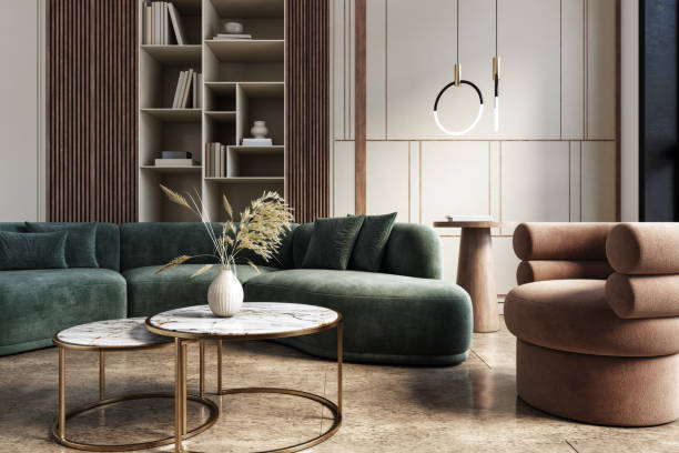 Living room furniture 3D visualization